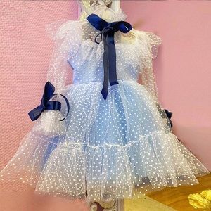 Formal Wear Blue & Dot Dress for Girls
